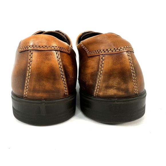 Ecco Melbourne Tie Oxford Dress Shoe Amber Brown Men’s Size EU 45 US 11 - Picture 7 of 12